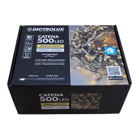 Luci Natalizie 500 LED Bianco Caldo Programmabili 8 Giochi 15m IP44 Interno Esterno Natale