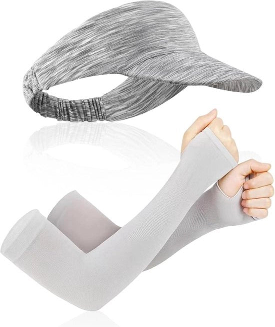 Cappello da tennis e golf per donne - cappello da golf in pelle rigida grigia con guanti invernali S/M.