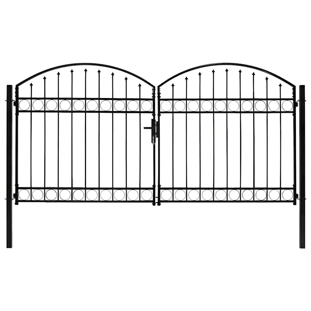 Cancello a Doppia Anta ad Arco in Acciaio 300x150 cm Nerocod mxl 80756