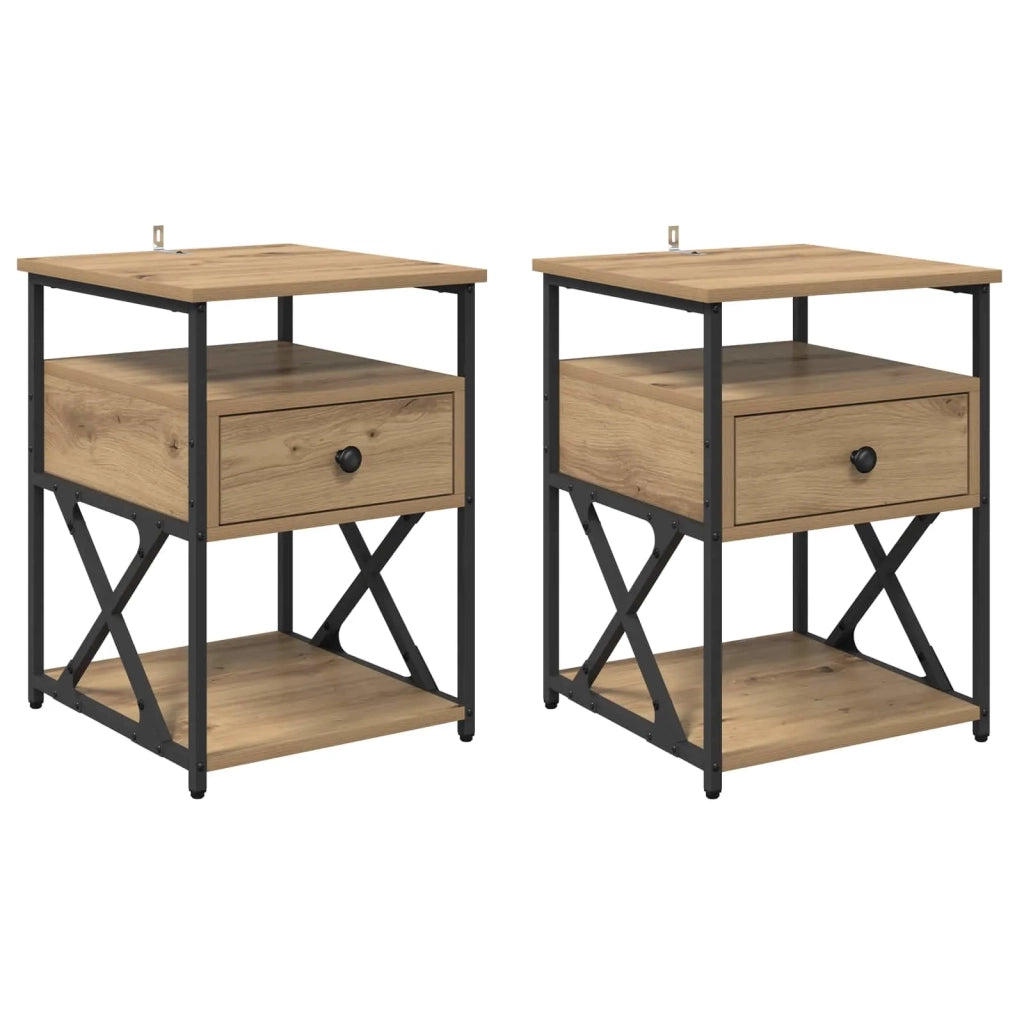 Armadio da Notte 2 pcs Rovere artigianale 40 x 42 x 55 cm 881884