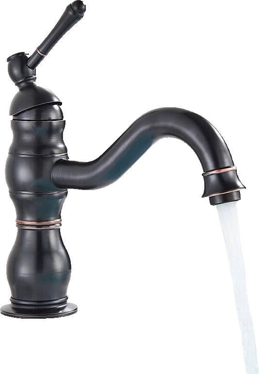 NALA | Rubinetto da bagno basso vintage Gastro nero spazzolato |. Rubinetto per lavabo retrò premium in acciaio inossidabile piccolo |