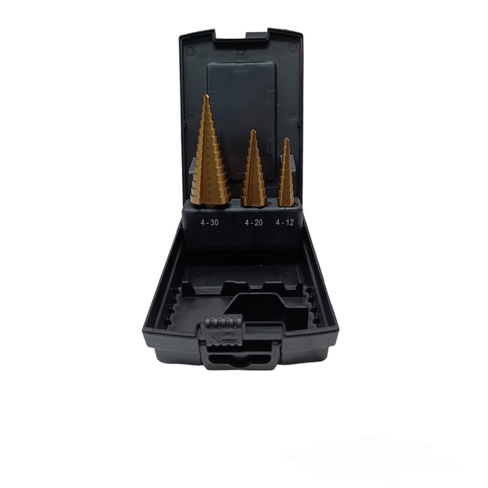 SET 3pz FRESE CONICHE ALLARGAFORO A GRADINO RIVESTITE AL TITANIO 4-30mm KRINO 9204601195001