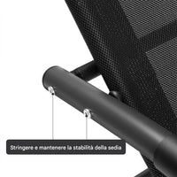 Sedia Sdraio a Dondolo Gravita Zero Lettino Prendisole Giardino Textilene Nero