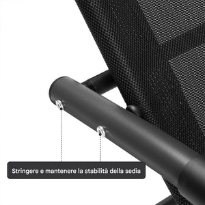 Sedia Sdraio a Dondolo Gravita Zero Lettino Prendisole Giardino Textilene Nero