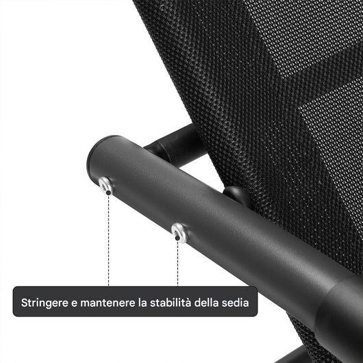 Sedia Sdraio a Dondolo Gravita Zero Lettino Prendisole Giardino Textilene Nero