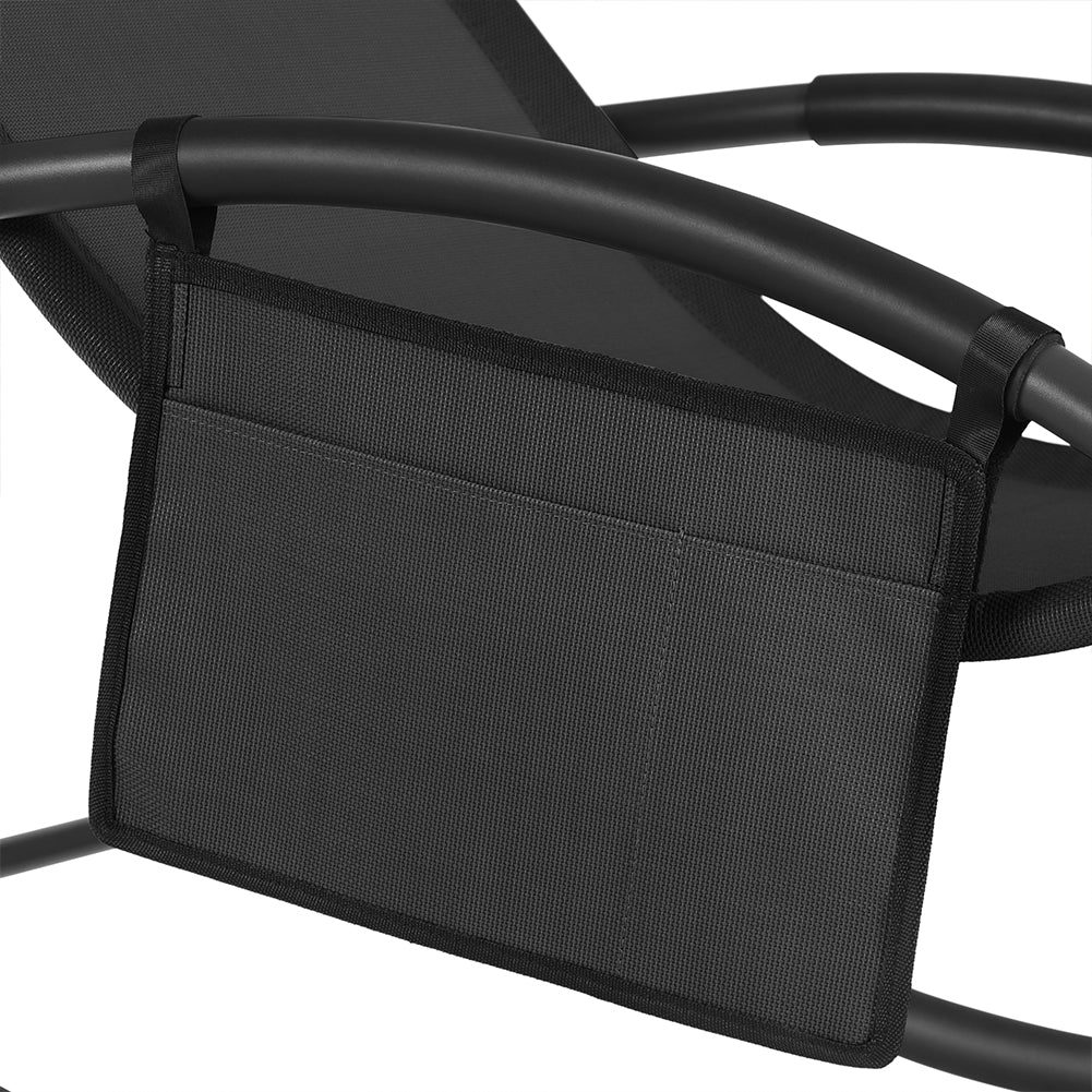 Sedia Sdraio a Dondolo Gravita Zero Lettino Prendisole Giardino Textilene Nero