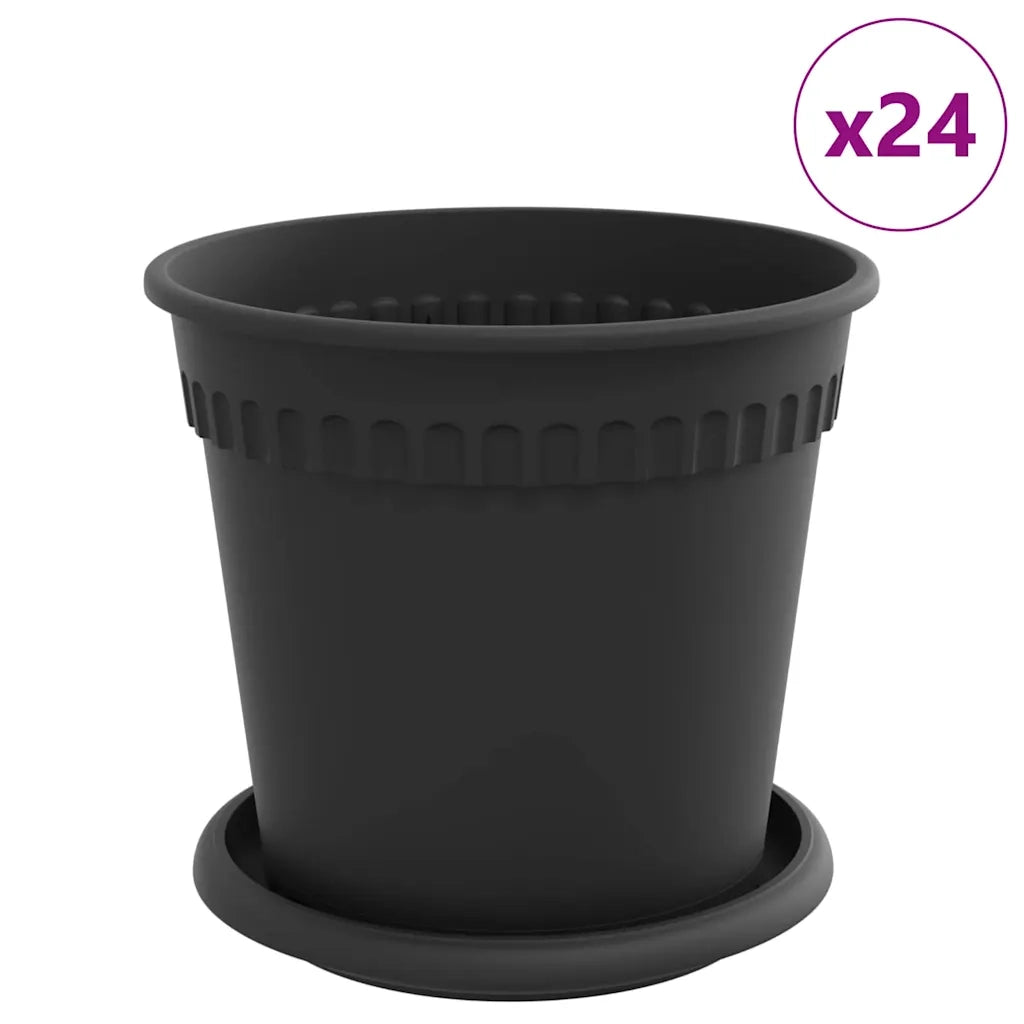 Fioriere | Cassetta per fiori | Vasi per Piante 24 pz Nero ? 17 x 14 cm Plastica