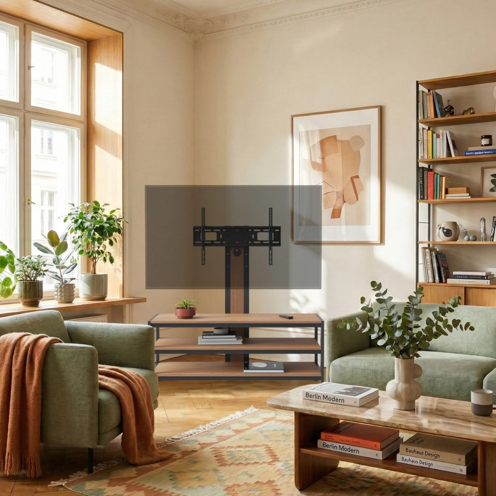 Mobile TV con Supporto Schermo Stockholm - Nero / Effeto Rovere pro.tec