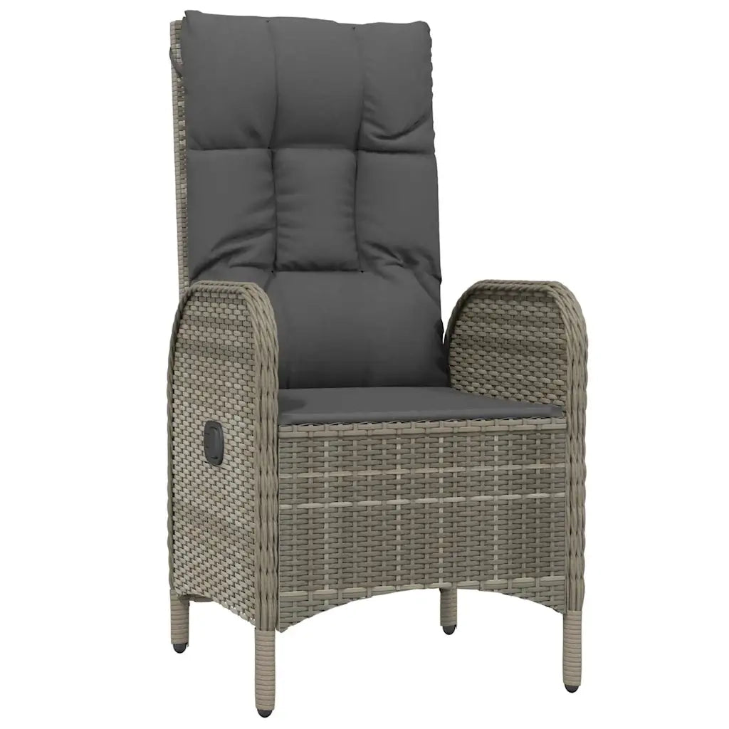 Set da Pranzo da Giardino 9 pz con Cuscini in Polyrattan Grigio