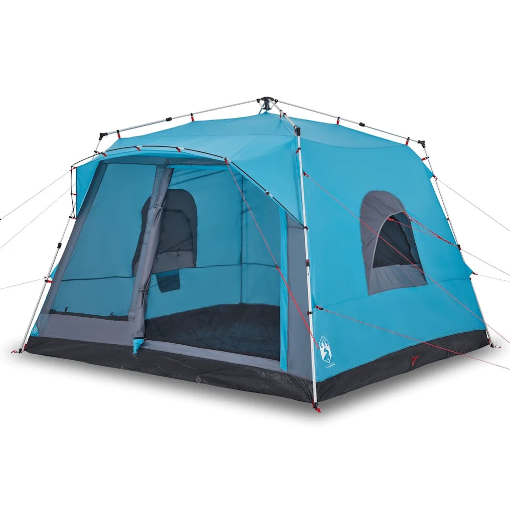 Tenda Familiare Cabina 7 Persone-Tenda da campeggio Blu a Rilascio Rapido