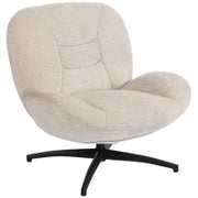 Poltrona imbottita girevole, rivestita in tessuto, con base in acciaio, Bianco crema