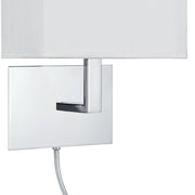 Applique Contemporanea Hotel Acciaio Cromo Tessuto Bianco 1 Luce E27