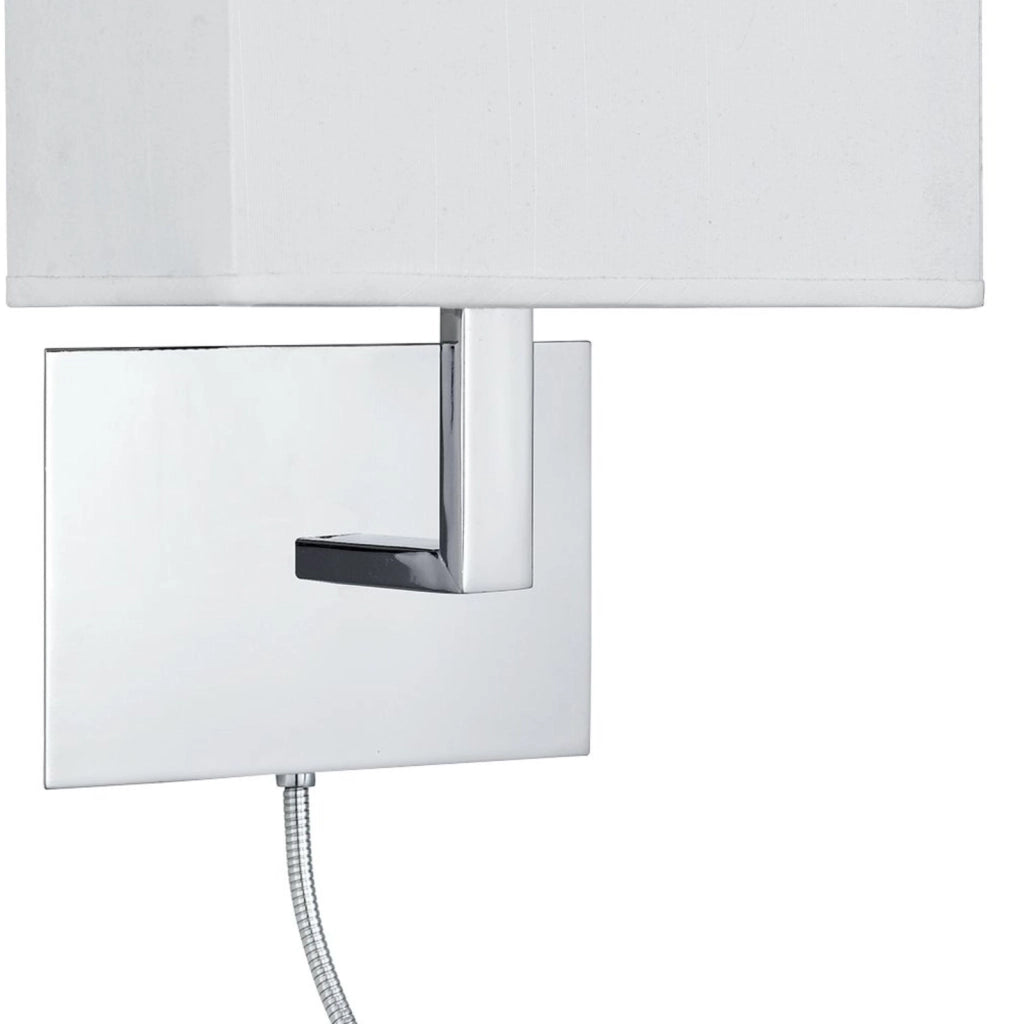 Applique Contemporanea Hotel Acciaio Cromo Tessuto Bianco 1 Luce E27
