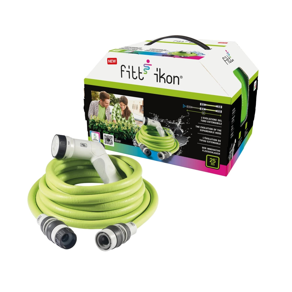 Tubo Estensibile Ikon con Raccordi e Lancia 12 m 13 25 Lime 1 Rotolo Fitt