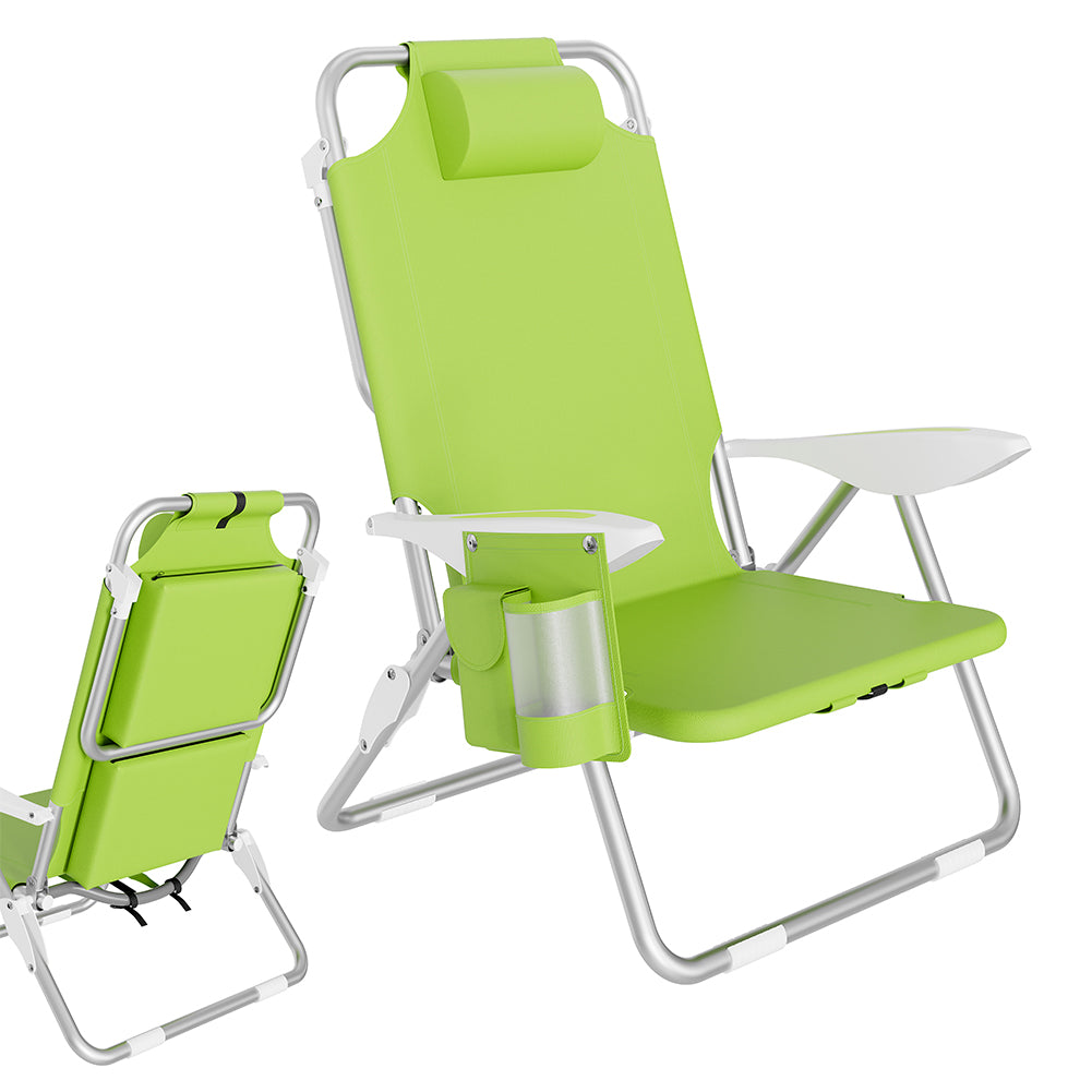Spiaggina Pieghevole Sedia Spiaggia Alluminio con Borsa Termica Spallacci Verde