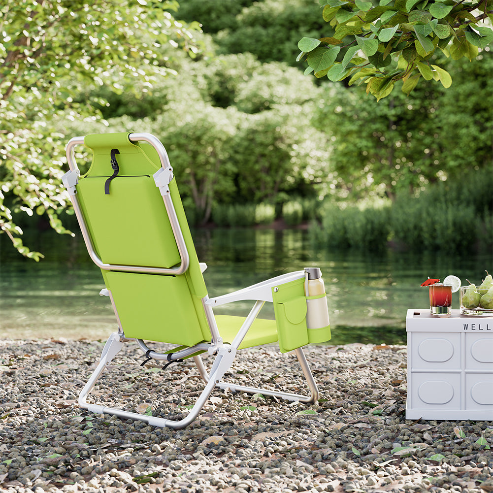 Spiaggina Pieghevole Sedia Spiaggia Alluminio con Borsa Termica Spallacci Verde