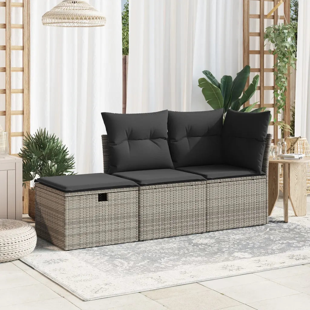 Sgabello Giardino con Cuscino Grigio 55x55x37 cm in Polyrattancod mxl 87732