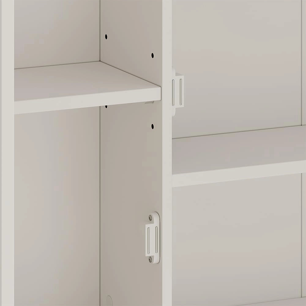 Specchio contenitore bagno Rosario, Bianco, 68 x 49 cm con 2 porte, per la conservazione di articoli da bagno e asciugamani