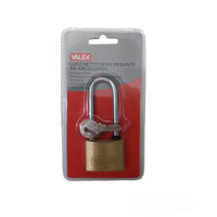 LUCCHETTO SERIE PESANTE OTTONE AD ARCO LUNGO 40mm + 3 CHIAVI VALEX 1960270