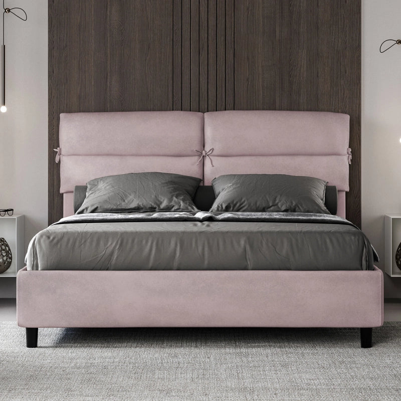 Letto imbottito Matrimoniale 160x210 cm Nandy - Con rete,Glicine,Microfibra