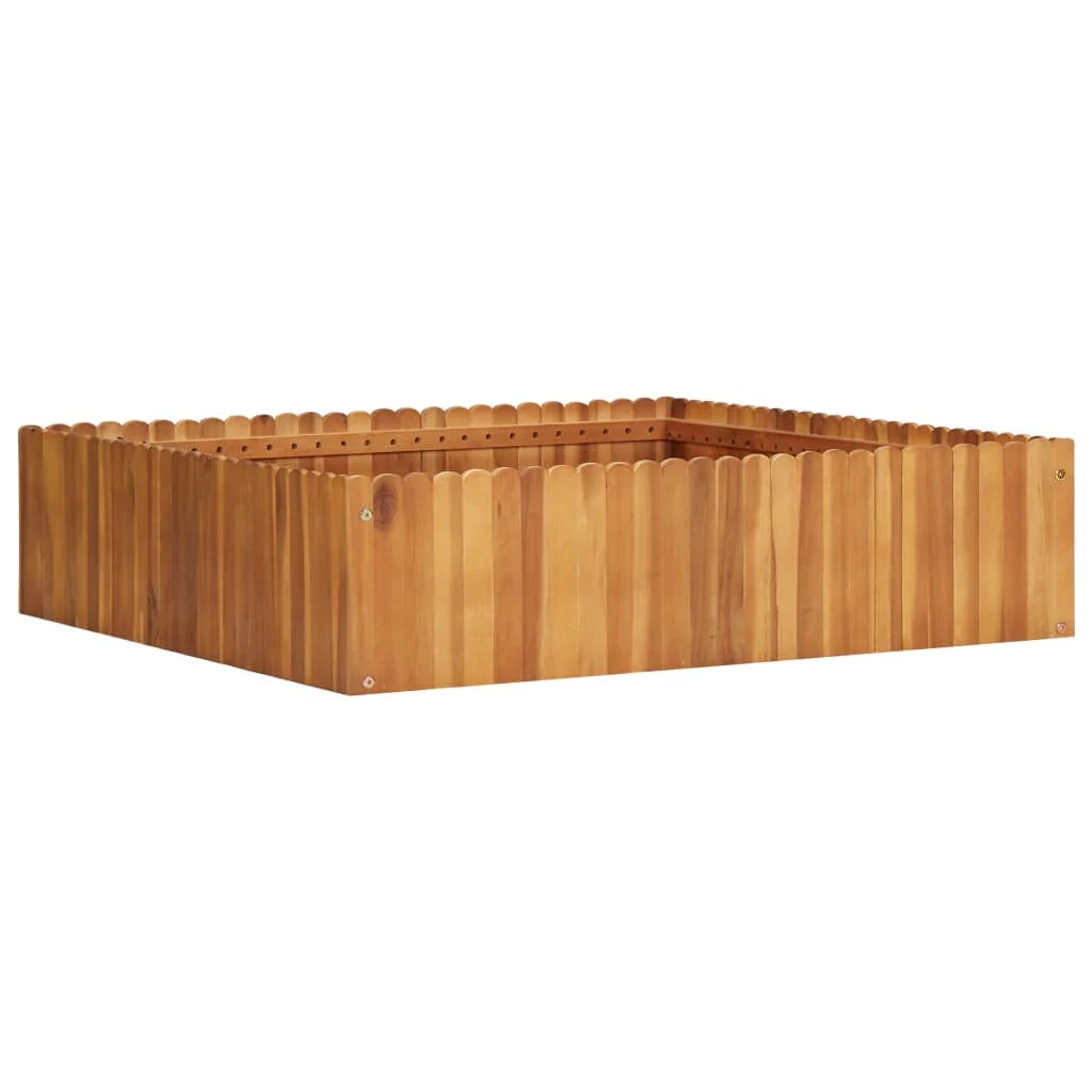 Fioriera rialzata per piante e fiori giardino 100 x 100 x 25 cm legno massello di acacia 02_0000968