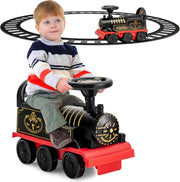 Treno elettrico per bambini, auto per bambini con musica e luci, guida realistica con pista in PP, spazio nascosto, carico 25 kg, per ragazzi e ragazze 3 anni + (nero+rosso)