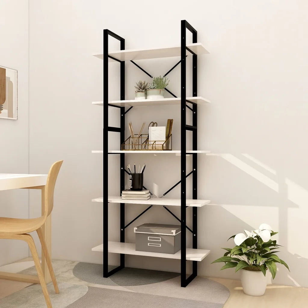 Libreria a 5 Ripiani Bianca 80x30x175 cm in Legno di Pino cod mxl 21113