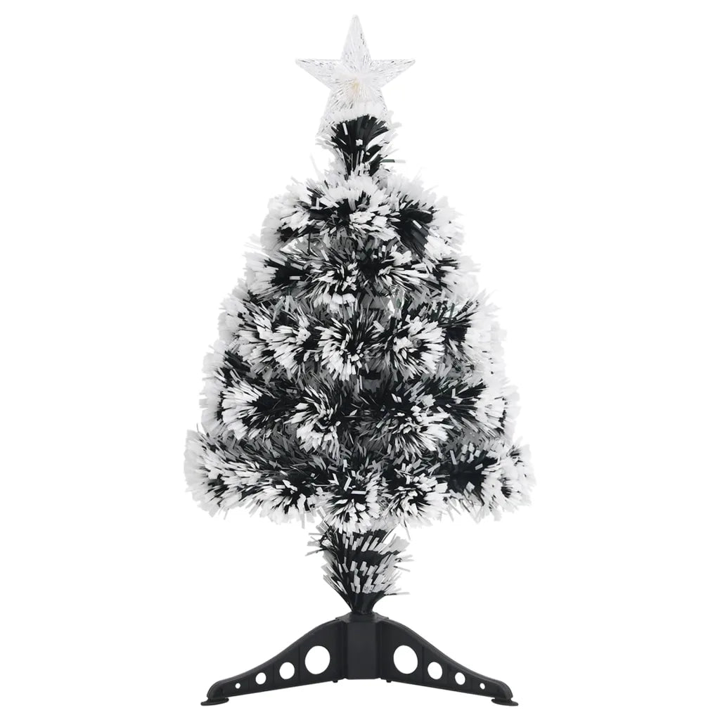 Albero di Natale Preilluminato-Decorazioni natalizie Verde e Bianco 64cm Fibra Ottica