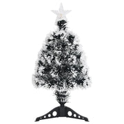 Albero di Natale Preilluminato-Decorazioni natalizie Verde e Bianco 64cm Fibra Ottica