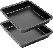 Piatto Quadrato per Torta - Forma per Torta - Pad Antiaderente - Acciaio Inossidabile - Set a 2 pezzi - 25 x 25 cm