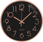 Orologio da Parete Silenzioso 30cm con Funzione di Secondi che Scivolano, per Salotto Camera da Bambini Cucina (Nero Rosato)
