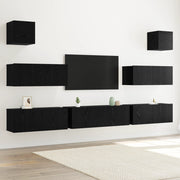 Set di Mobili TV da 7 pezzi da Parete in Rovere Nero in Legno Ingegnerizzato