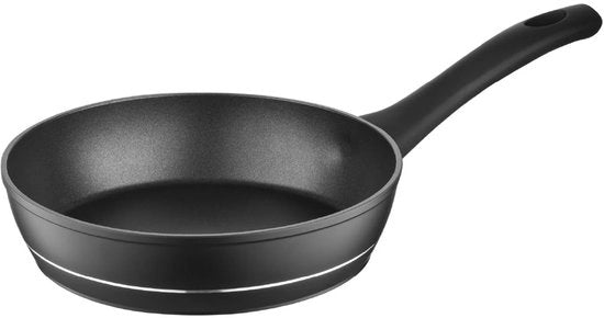 Padella in alluminio - antiaderente - 20 cm di diametro - Adatta per piastra induzione - Nero - Sostenibile e multifunzionale