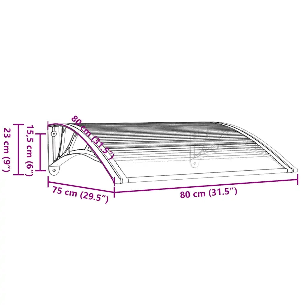 Tettoia per Porta Nero e Trasparente 80x75 cm in Policarbonato CFW2627207