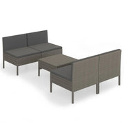 Set Divani da Giardino 5 pz | Set Salotto da Giardino con Cuscini in Polyrattan Grigio