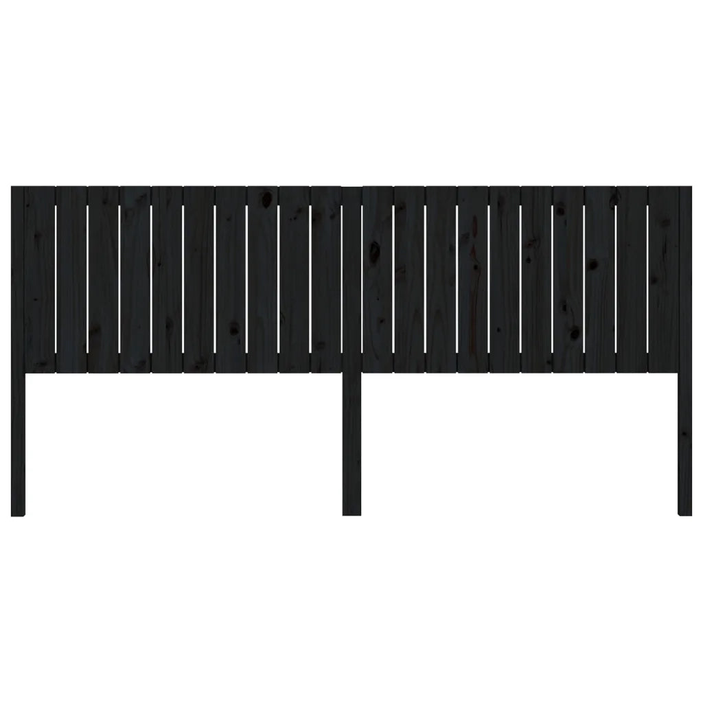 Testiera per Letto Nera 205,5x4x100cm in Legno Massello di Pino