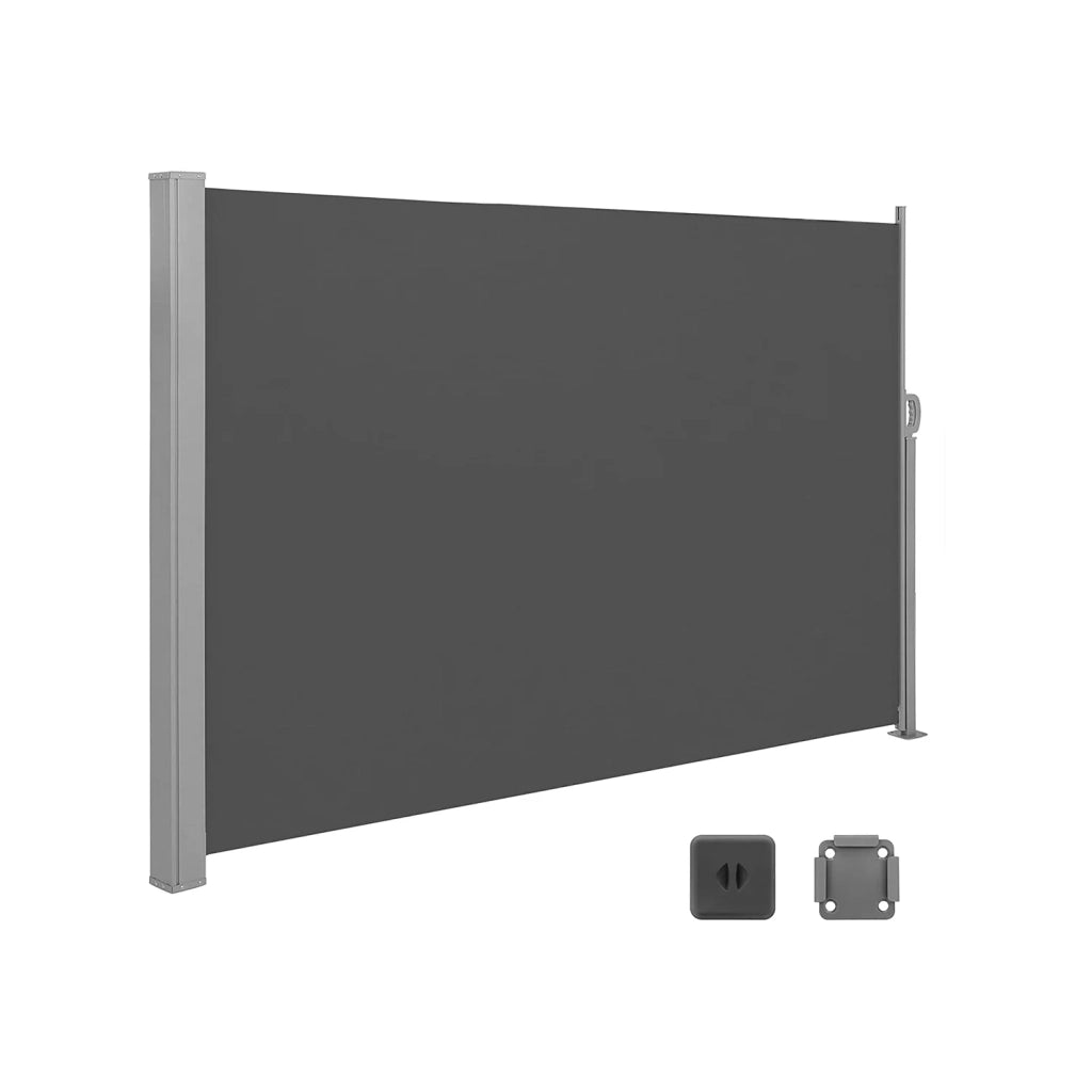 Tenda da sole laterale 180 x 450 cm (h x l) parasole retrattile per balcone terrazza giardino grigio antracite 12_0001834