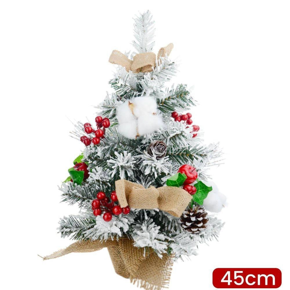 Trade Shop - Albero Di Natale Effetto Innevato Dim. 45 Cm Con Decori Pigne Fiocchetti Neve -