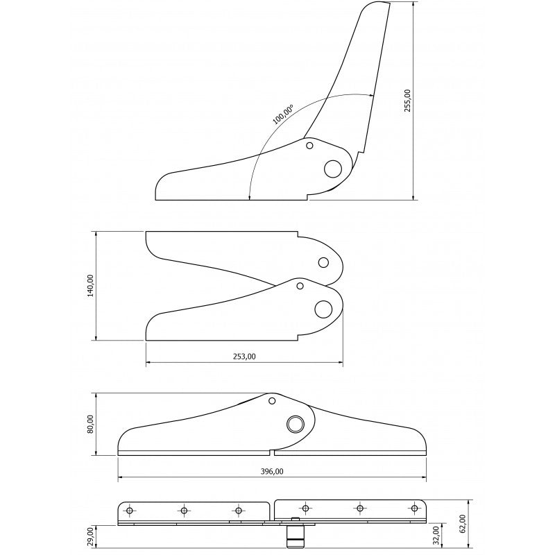 CERNIERA AISI 316 PER SEDILE PAIR OF HINGERS AISI 316