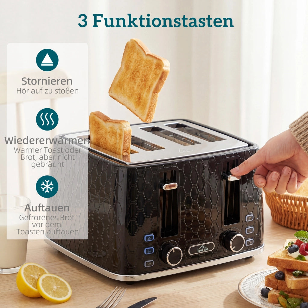 Set Bollitore Elettrico 1,7L 2200W e Tostapane 4 Fette ¨C Xylo ¨C Nero con Filtro Anticalcare