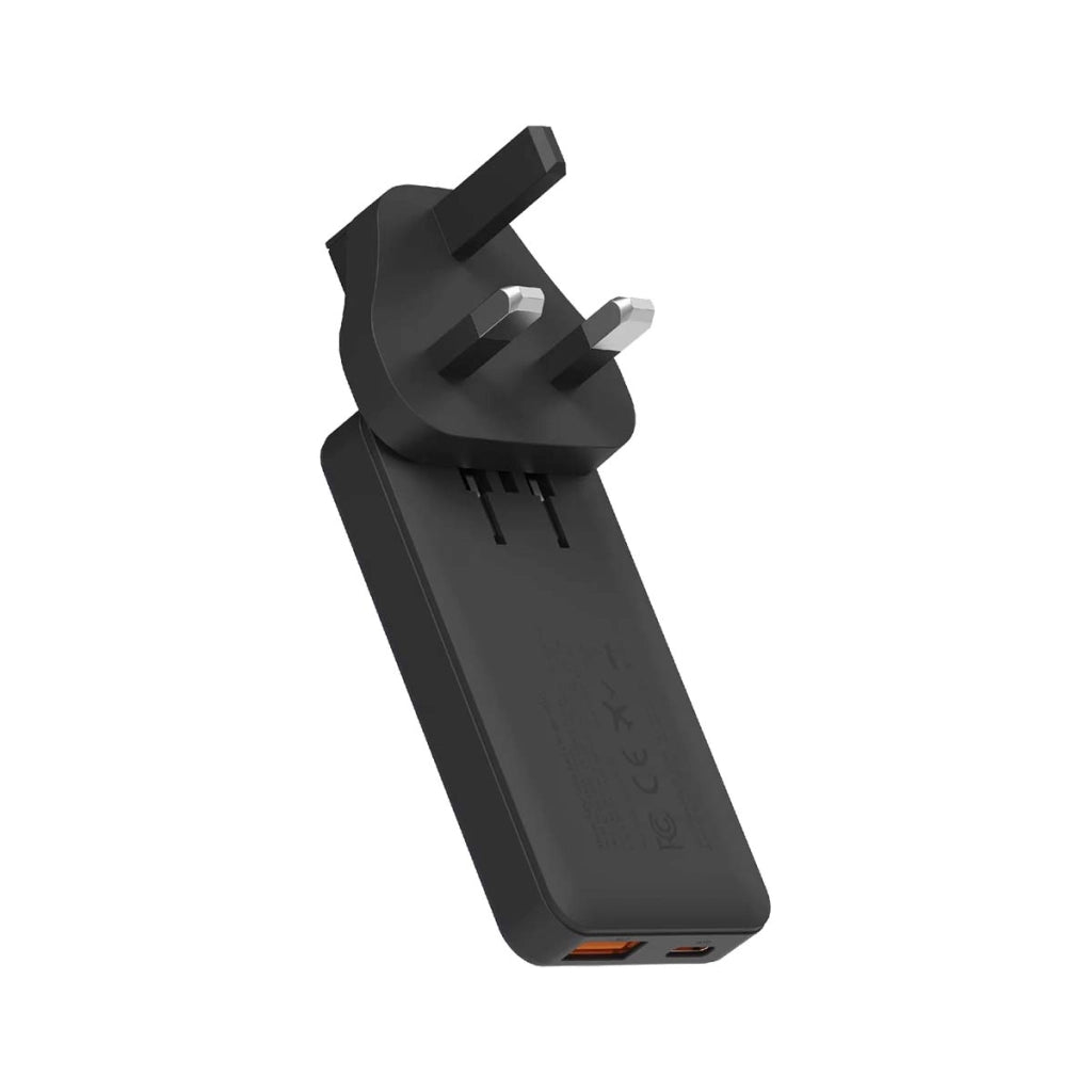 Caricatore da Viaggio USB-C PD 65W USB-A QC 4.0 GaN3 Ultra con Cavo USB-C 1m Nero Xtorm