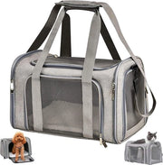 Carriera per gatti e cani - Scatola di trasporto pieghevole portatile - 8 kg per gatti e cani - Dimensioni medie per gatti e cani - Grigio - 50 x 34 x 34 cm