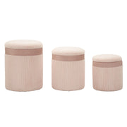 Set di 3 Pouf VKH769, Rosa, MDF, 40,5x40,5x49,5 cm