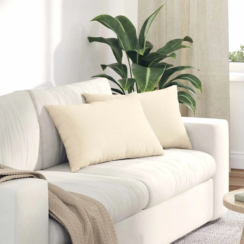Cuscini da Divano 2 pcs Crema 60 x 40 cm Tessuto in Cords