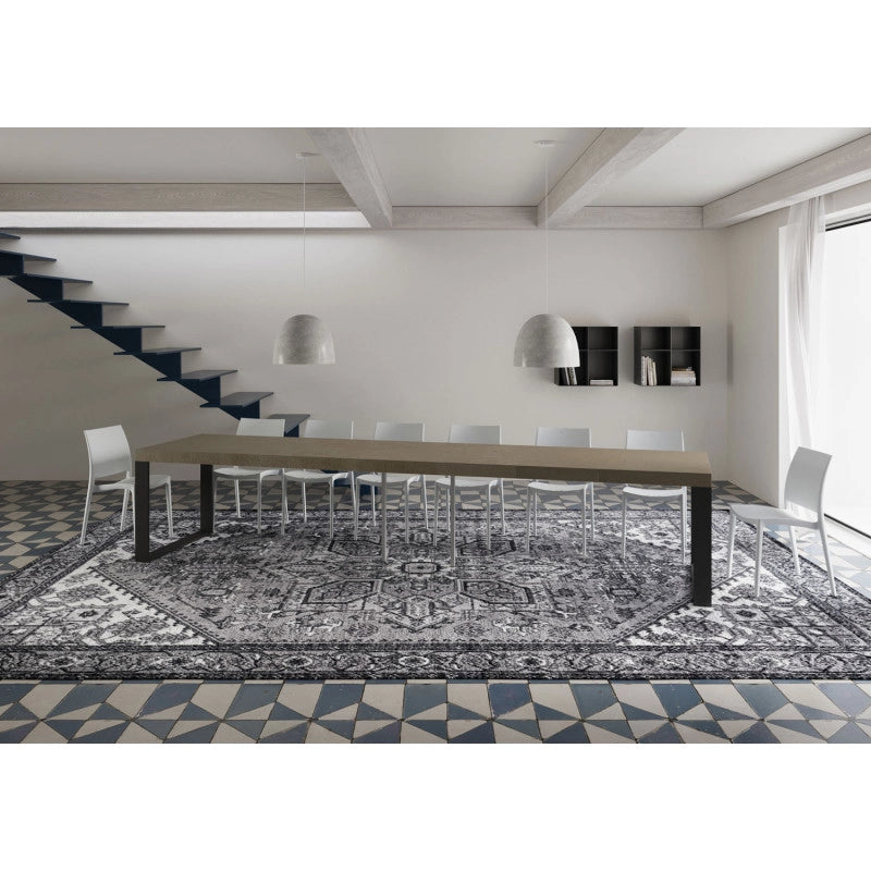 Tavolo allungabile 120/380x90 cm Tecno Premium telaio Antracite - Tortora