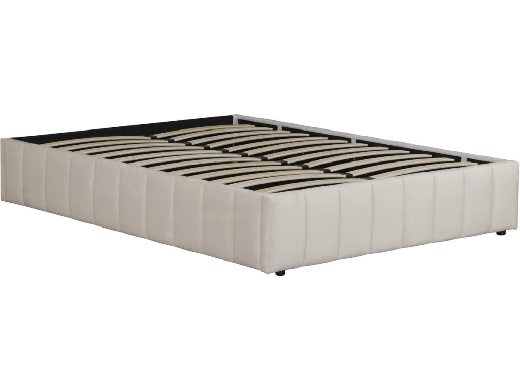 Letto matrimoniale in velluto "Meribel" con boxer - Beige - 160 x 200 cm