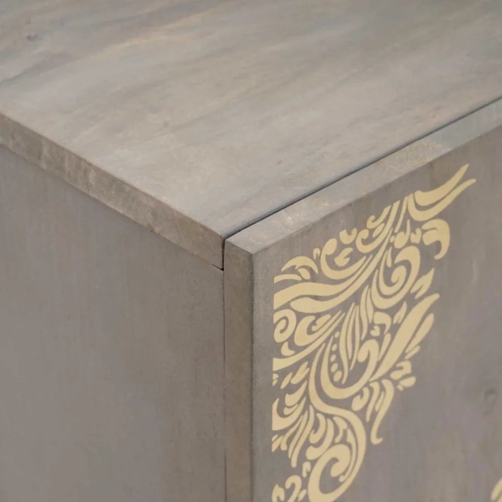 Credenza Grigio e Oro 60 x 33 x 75 cm Legno di mango massello 4018798