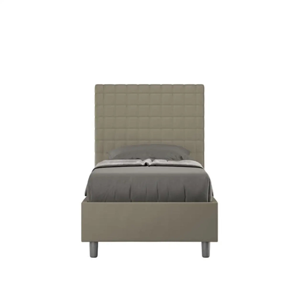 Letto singolo senza rete imbottito 90x200 similpelle cappuccino Sunny