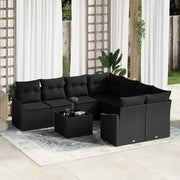 Set di divani con cuscino 9 pcs Nero polyrattan 3355332