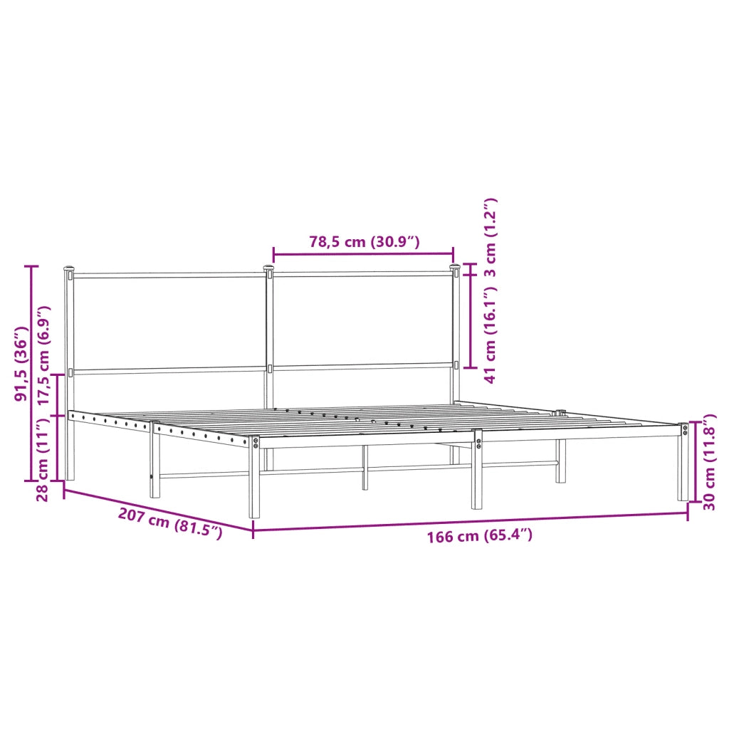 Giroletto senza Materaso in Metallo Rovere Fumo 160x200 cm